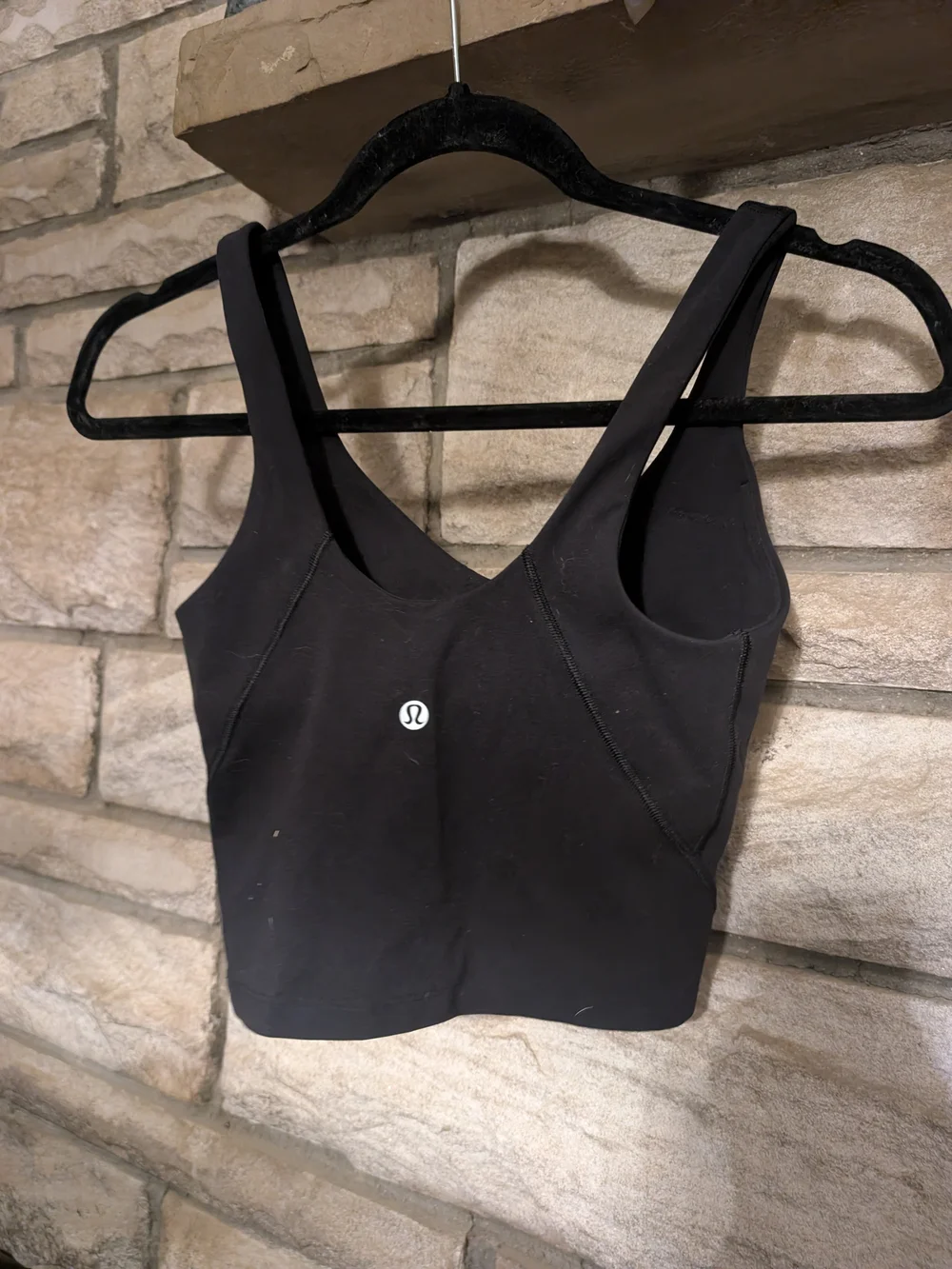 lululemon black V-neck Cropped Sports Tank, Small